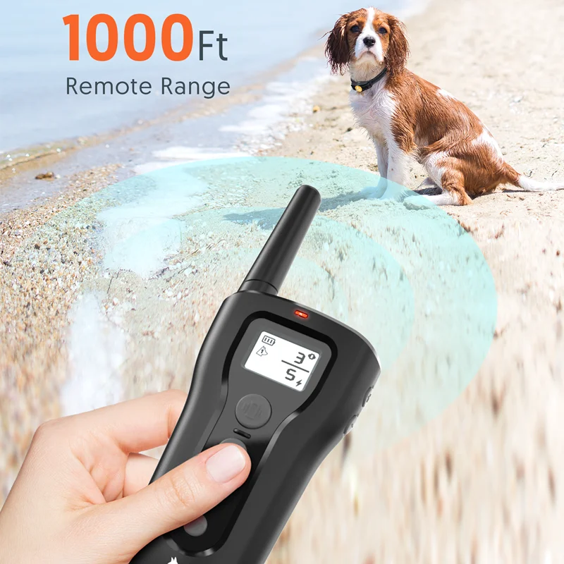PATPET 2 in 1 Beep Vibration Shock Collar Waterproof 1000Ft Remote Range Dog Training Collar With Remote for 2 Dogs