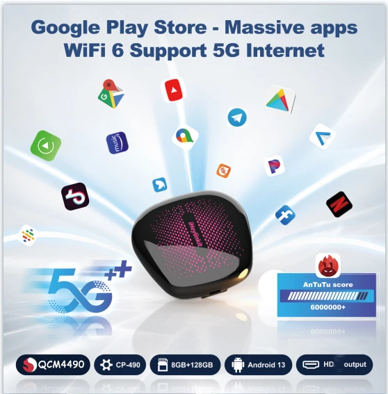 Wireless Carplay AI Box - Android 13, 8GB+128GB, Universal DMS for