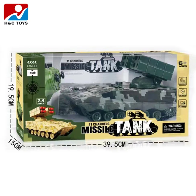 2.4Ghz Remote Control 11 Channels Missile Shooting RC Tank 360 Degree Rotate Outdoor Fun Toy