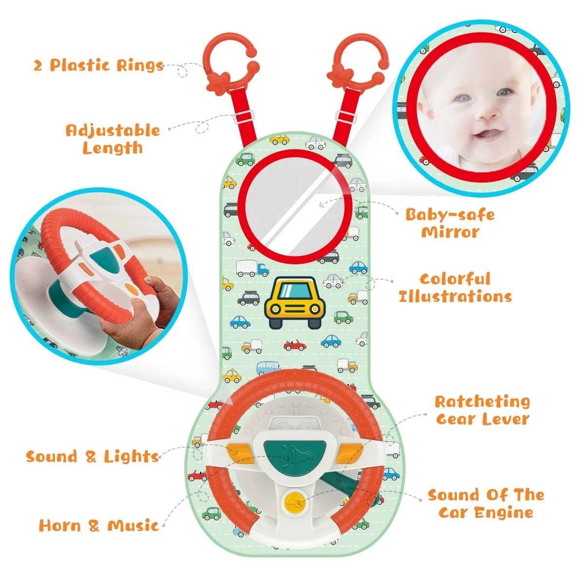 Espejo para Bebe Auto,Rotación de 360 Grados Espejo de Observación para