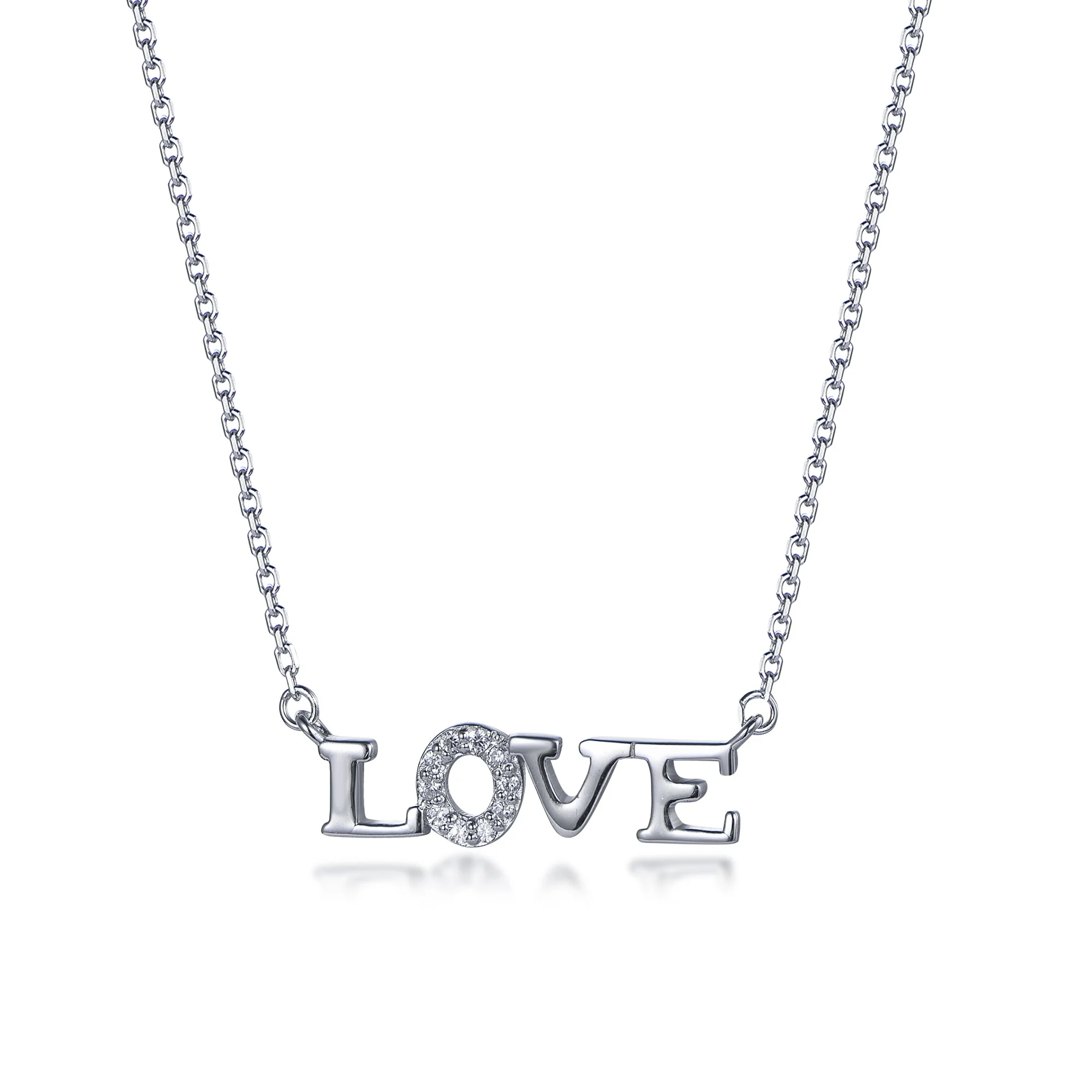 Love Script Letter Word 925 Sterling Silver Necklace Girlfriend Wife Love Letter Word Crystal Lover Valentine Letter Necklace