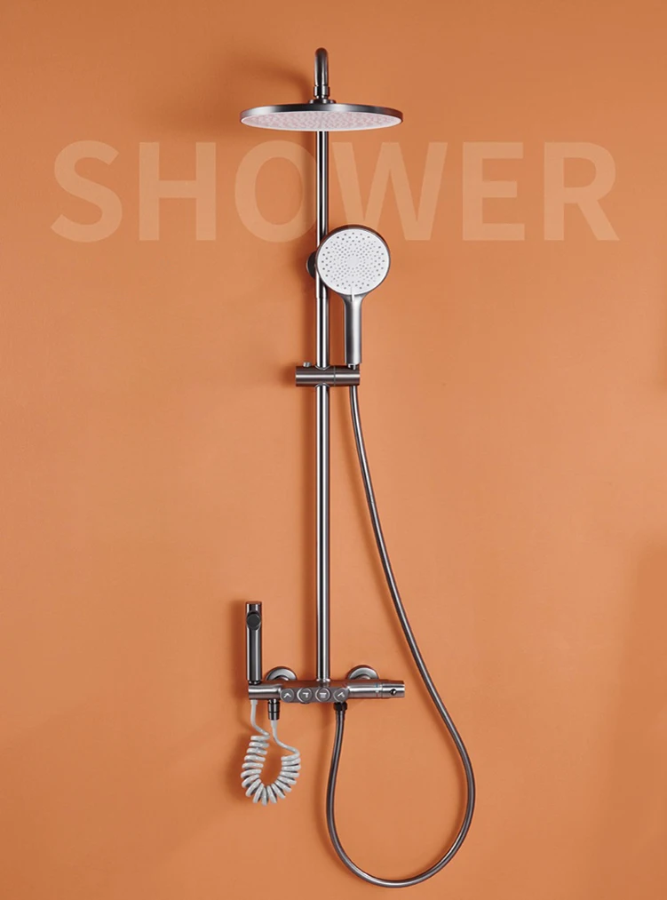 Sistema determinado termostático montado en la pared de la ducha del botón del sistema de ducha del cuarto de baño de la lluvia 4 in1