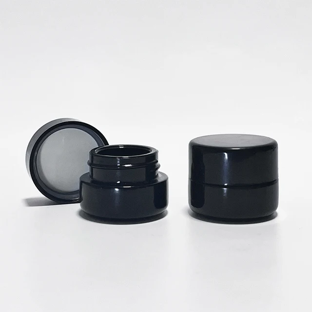 5g 5ml Black UV Concentrate glass Jar  Containers Protection Small Jars With Lids Child Resistant thick round base bottle