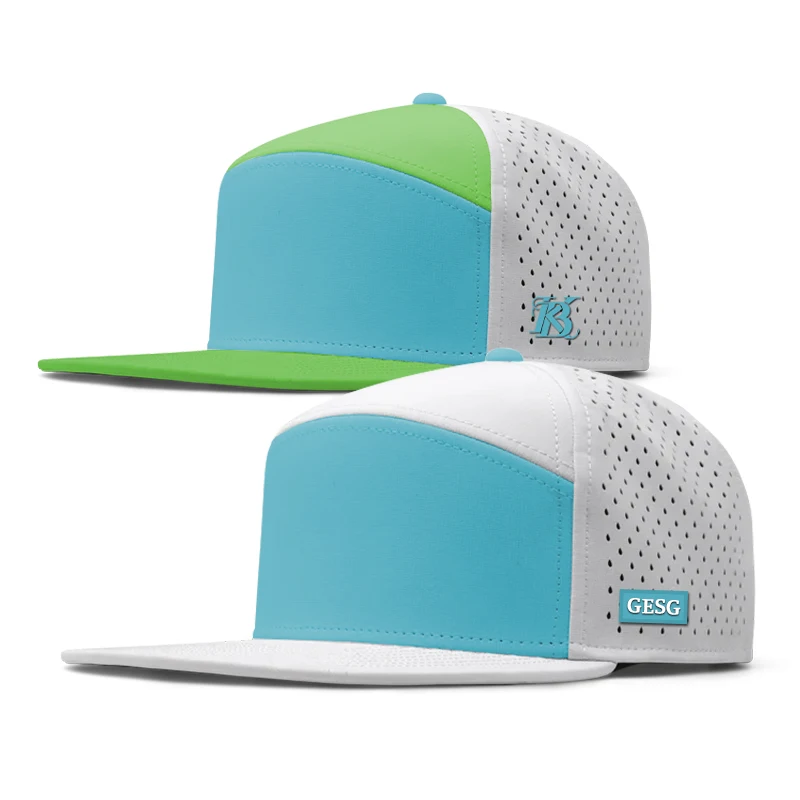 6-panel Blue Pink Oxford Sporty Polyester Laser Cut Waterproof Quick Drying Fabric Rebound Baseball Cap