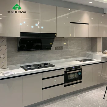 Tuzhi Casa Readymade Ready To Assemble Rta Wooden Brown High Gloss Grey ...