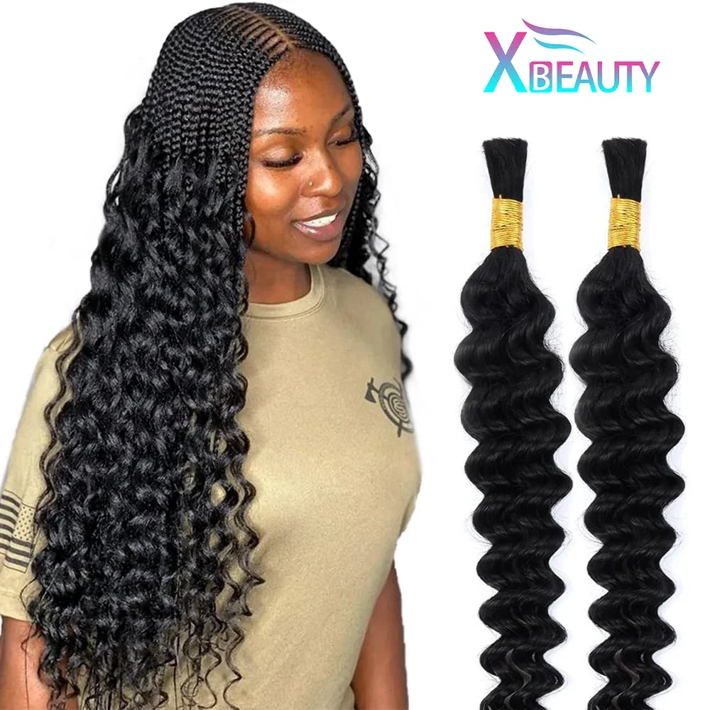 Menschliches Flechthaar in großen Mengen, tiefe Wasserwelle für Zöpfe, keine Schussfäden, 100 % Echthaar-Verlängerung_voghion.com