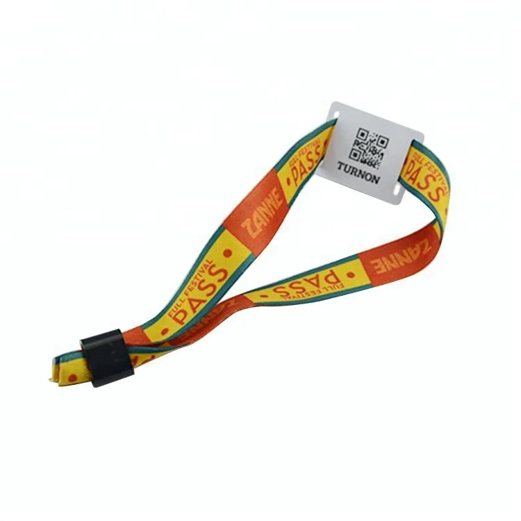 Promotional Adjustable  QR Code Event Bracelet RFID  NFC NTAG213 Woven Sports Wristband  EV1 Fabric Bracelet