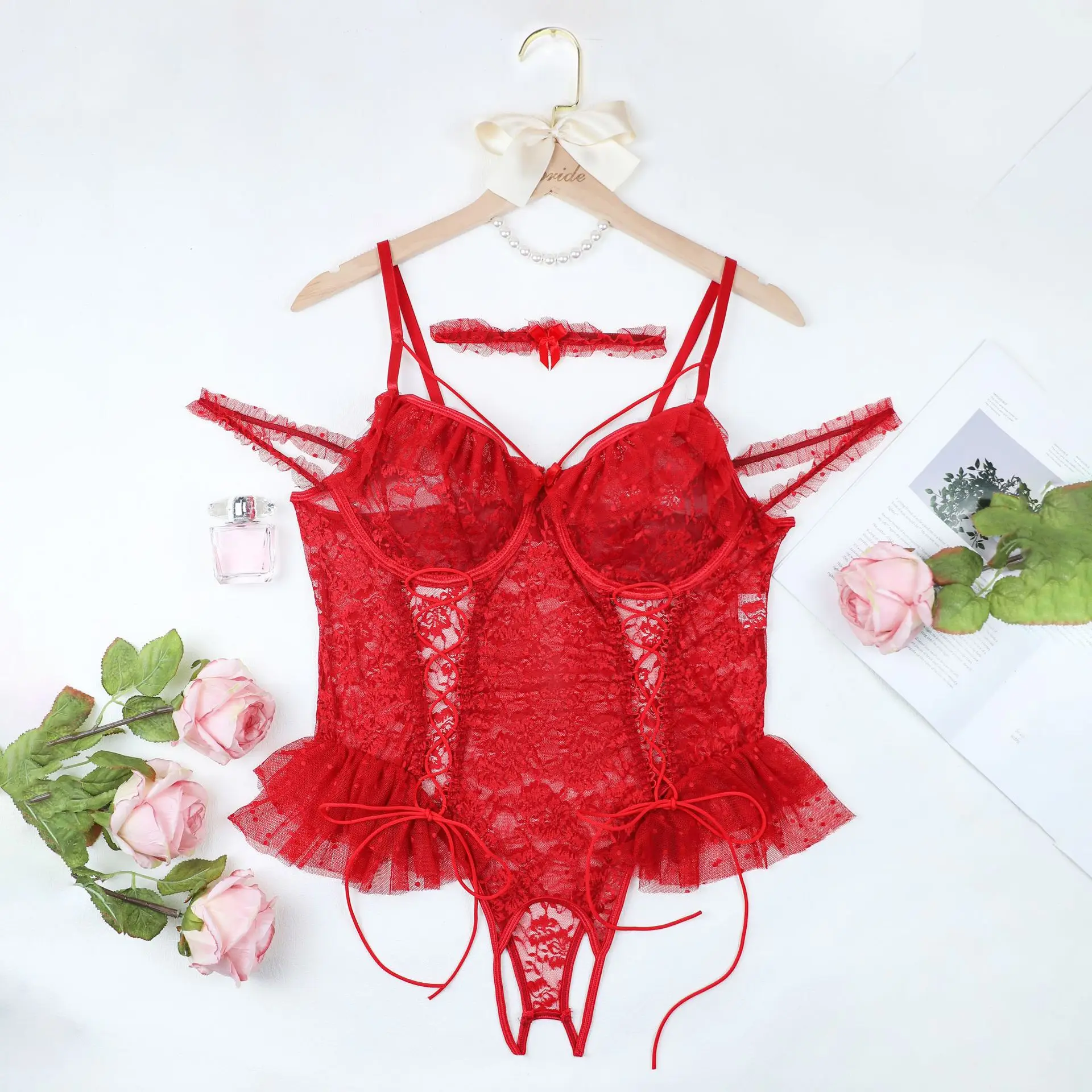 JSMANA See-through Sexy Temptation Plus Size One Piece Bodysuit Fat Woman Passionate 2025 Transparent Hot Young Girl Lingerie