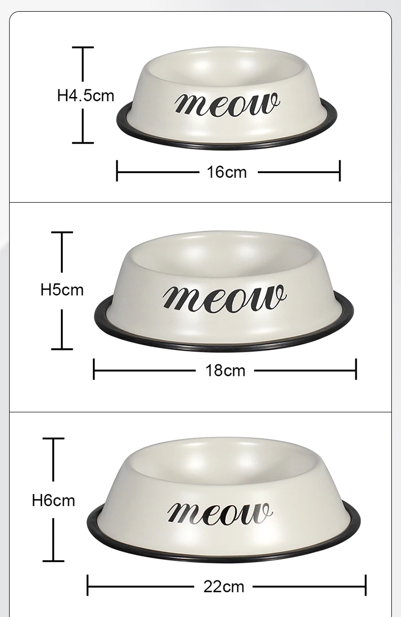 Custom Made Cat Bowl with Rubber No slip Stainless Steel Material Cute Pet Food Bowl Set