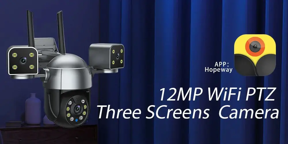 Hopeway 6K 12MP WiFi Security Camera - Outdoor CCTV with 3 Lenses