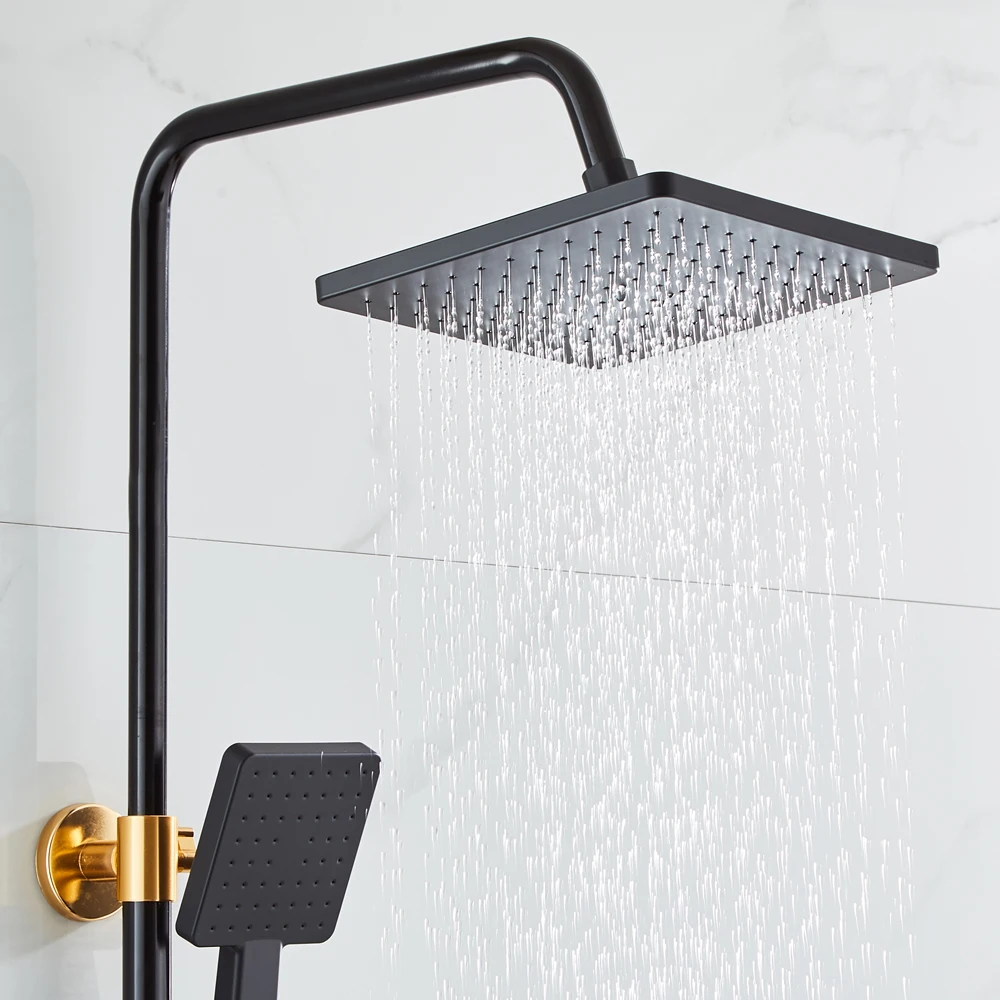 Yundoom Oem Bathroom Shower Set Hot Cold Gold Black Rainfall Luxury