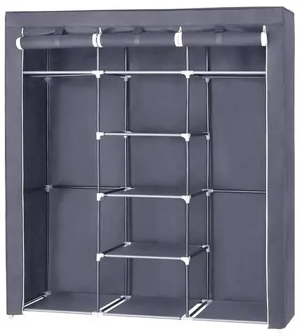 Factory Directly Sale Customized Fabric Wardrobe 3 Doors Assemble Plastic Portable Wardrobes