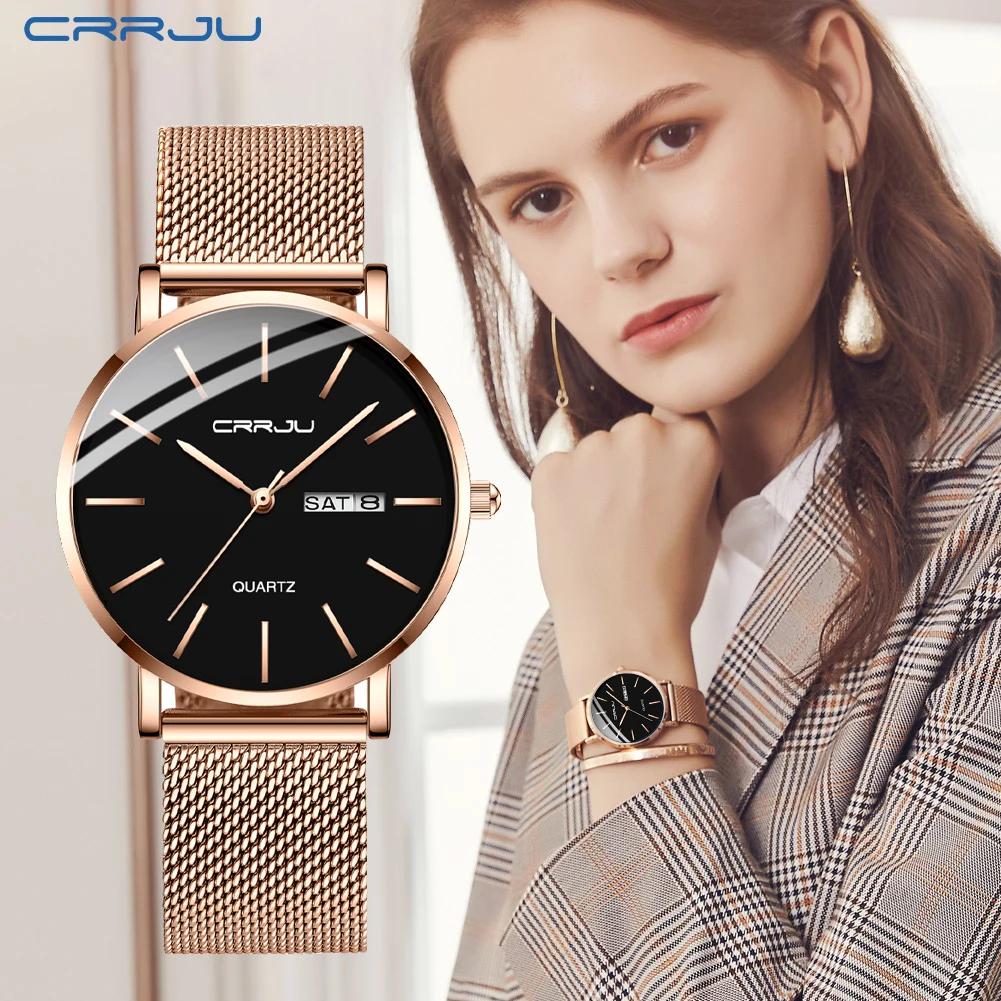 CRRJU Original Factory Waterproof Minimal Design Japan Movement Ladies Silver White Watch