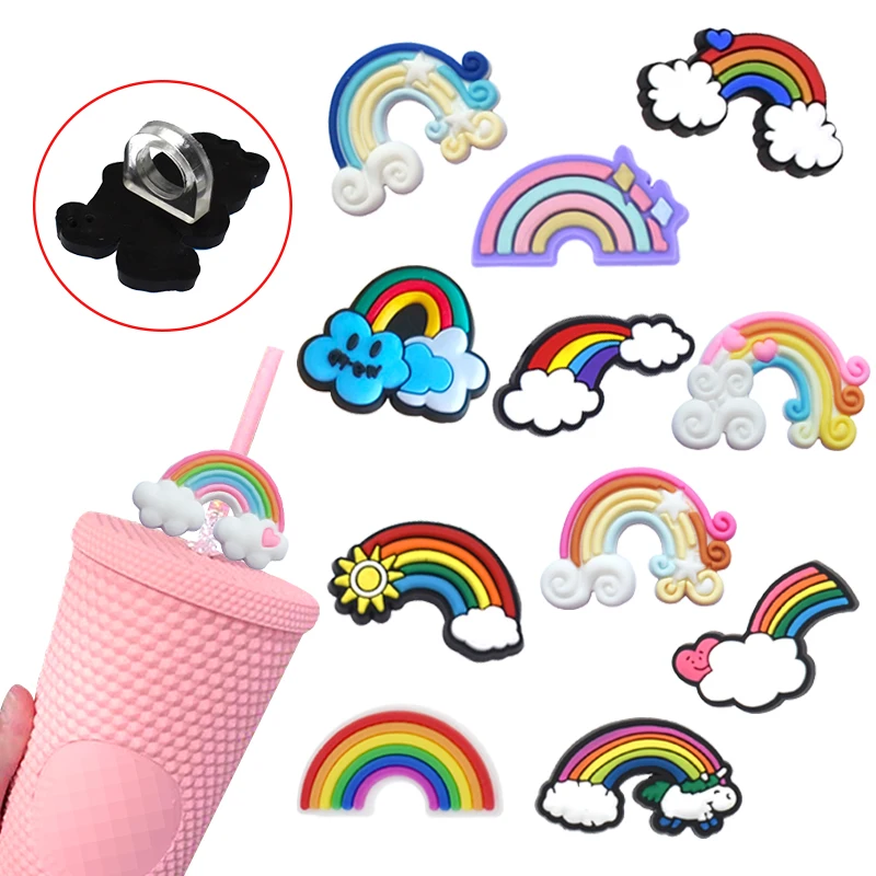 Kawaii Cartoon Straw Toppers Pvc Custom Drinking Straw Toppers Hk Pink