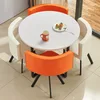 Orange red + white leather table and four chairs