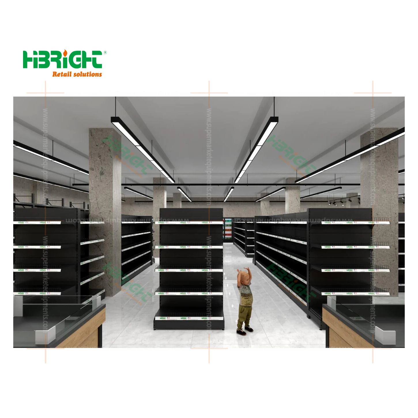 Retail Grocery Store Layout 3D Design Display Rack Manufacturer Supermarket Equipments Floor Plan