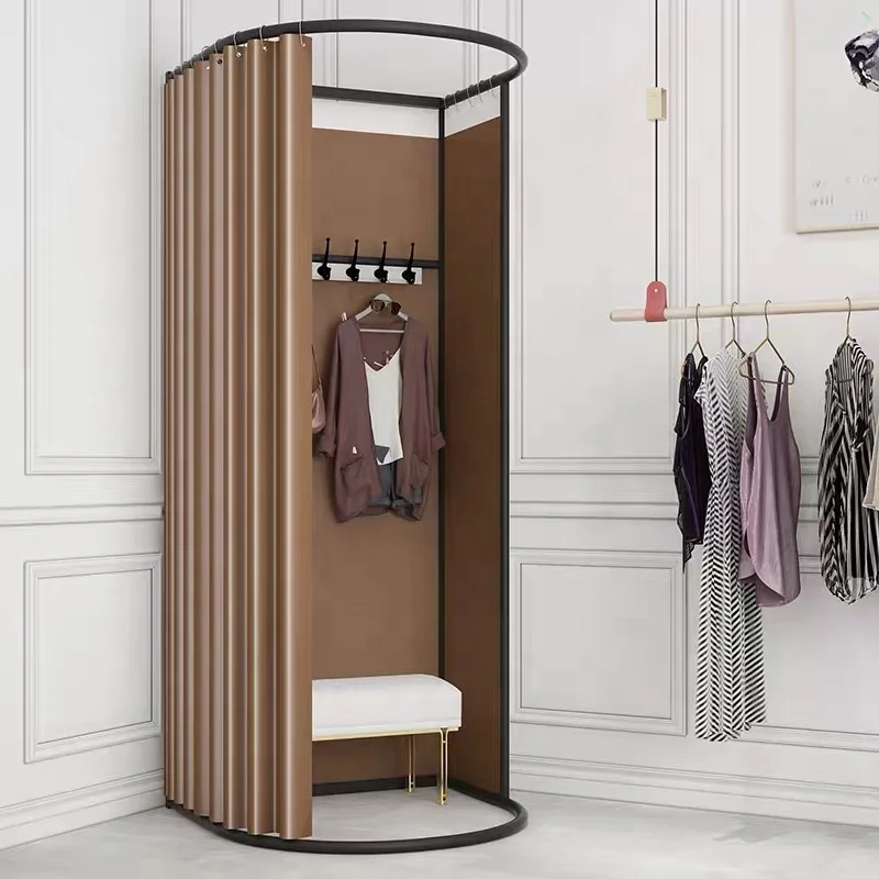 Simple Clothes Shop Metal Mobile Fitting Room Frame Design Girls Dressing Room