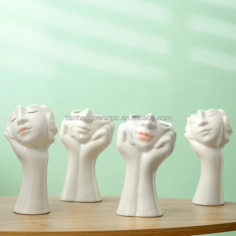 Nordic style porcelain Human face Flower Vase Modern Home Office Decor of Creative living room desktop Ornament ceramics vase.jpg