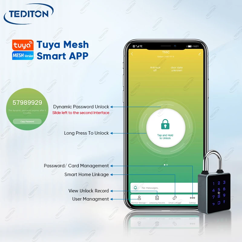 Lockers Padlock Lock Waterproof Security Keyless Pin Code Card Key Combination Portable Smart App Padlock