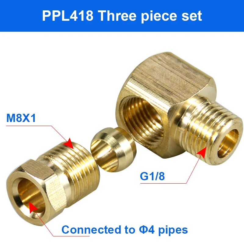 Compression Ferrule Lubrication System Cooper Connector Brass Oil Pipe Fitting Adapter Hose Elbow Joint for Machining Center