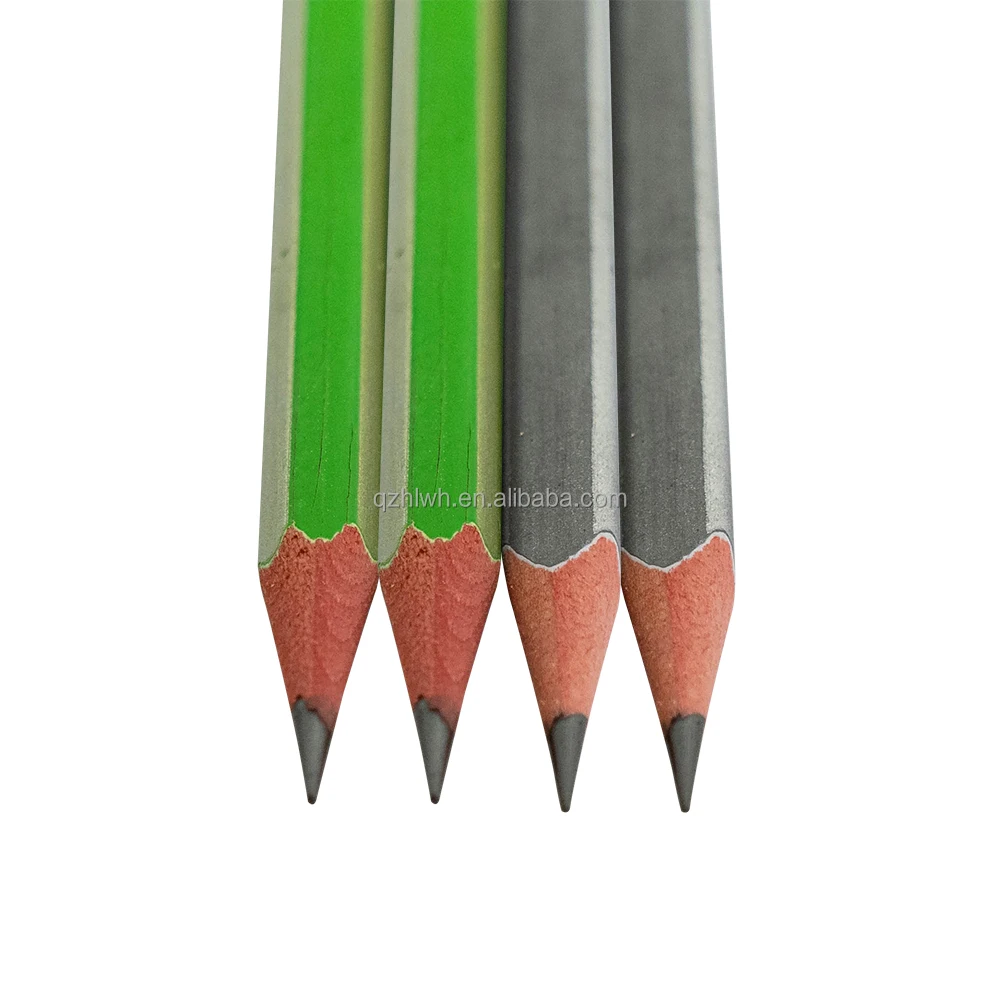 Hexagonal Triangular Pencil Customized Logo Printing Black Crown Sticking Black Lead Pencil 7 Inches Wooden HB 2B Pencil