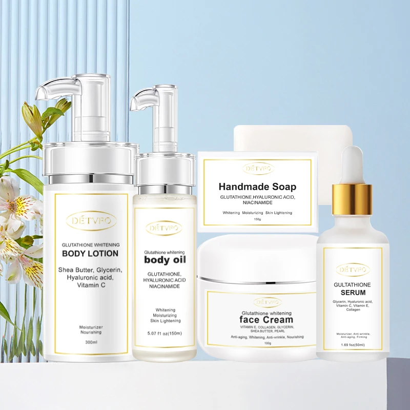 Fast Bleaching Gluta Sets Whitening Soap Body Oil Body Lotion Body Cream Face Moisturizing Skin Care Set Lightening Cream 