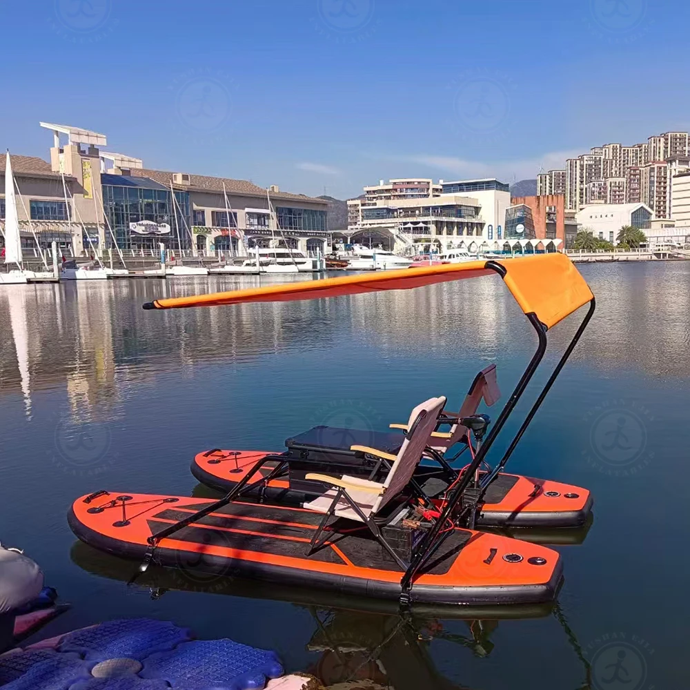 Combine Two Sup Portable Inflatable Catamaran for Lakes and Oceans Durable Leisure Fishing Pontoon and Pedal Bikes for Sale
