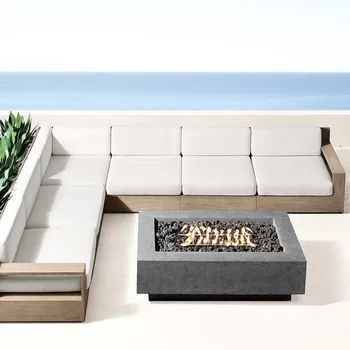 Modern garden teak wood furniture patio sofa set outdoor sectional lounge sofa set