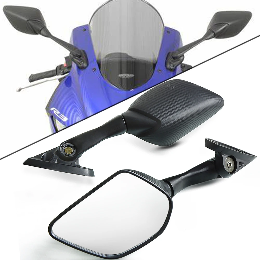 Espejo retrovisor de la motocicleta, espejo lateral retrovisor, aluminio  ajustable 360 ° espejos giratorios para Yamaha R1 R3 R15 R25 R125