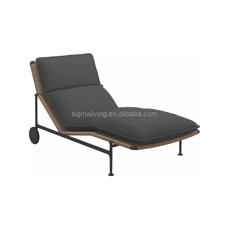 Customized outdoor metal patio sun bed new modern aluminum chaise lounger high-end outdoor lounger