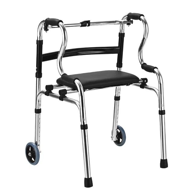 Medical Portable Foldable Lightweight Aluminum Alloy Rollator Folding Elderly Walker For Adult