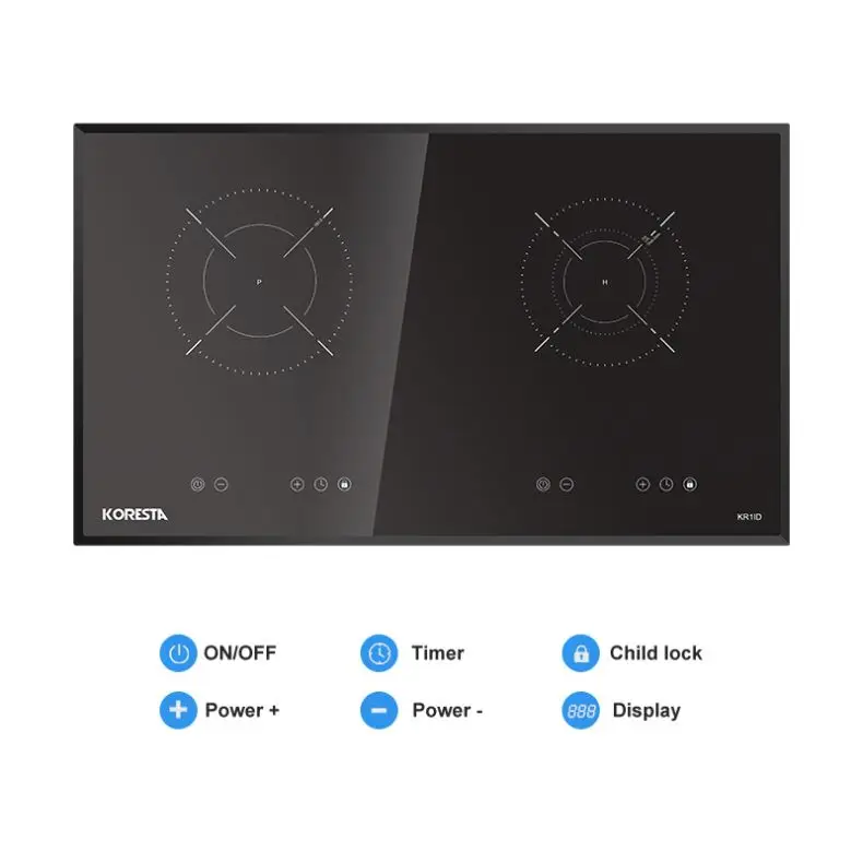 High Quality Made in Italy Design Black Induction Cooker Induction Hob With Extraction DIAMOND FLEXI for Kitchen and Cooking