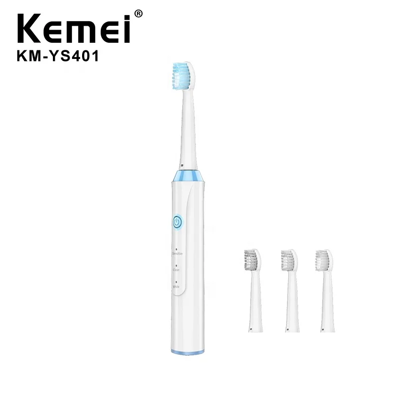 Kemei Km-Ys401adult بالضبط مخصص فرشاة أسنان كهربائية بالموجات الصوتية في الهواء الطلق مقاوم للماء فرشاة أسنان قوية قابلة للشحن