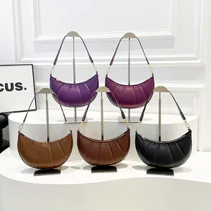 Trendy Solid Color Indentation Autumn Hobo Bags New Simple Shoulder Sac Portable Large Capacity Fashion Casual Women's Hand Bag