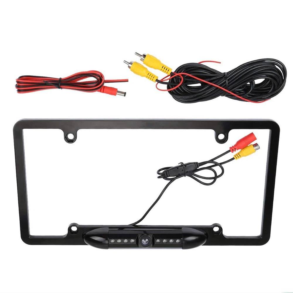 License Number Plate Frame Camera Waterproof Infrared Night Vision HD Reversing Camera 8 IR Lights 170 Degree Rearview Backup