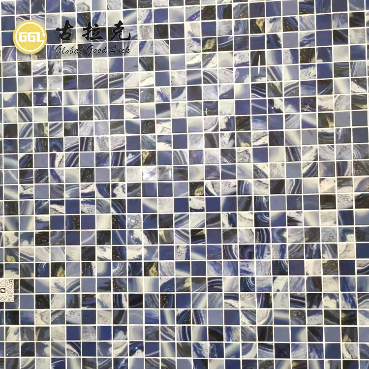 high end glass mosaic tile blue for wall floor decoration and swimming pool