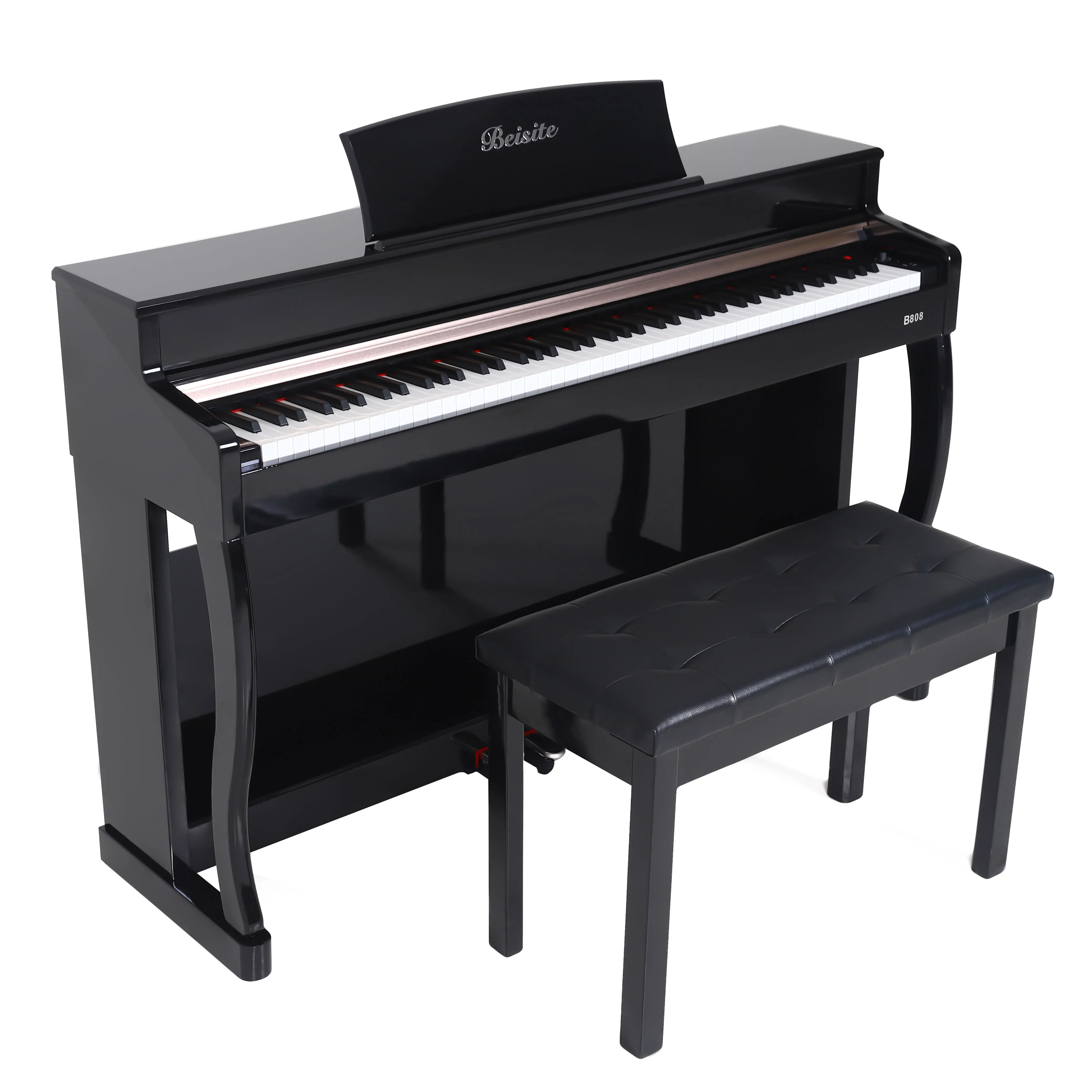 808 Digital 88-Key Hammer Keyboard USB MIDI for Thumb Piano Upright Piano Light Tips Weighted Hammer Action Built-In Speaker