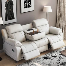Adjustable Electric Leather Wohnzimmer Reclining Sofa Bed Set Multi-Functional USB Charging Folding Cup Holder for Living Room