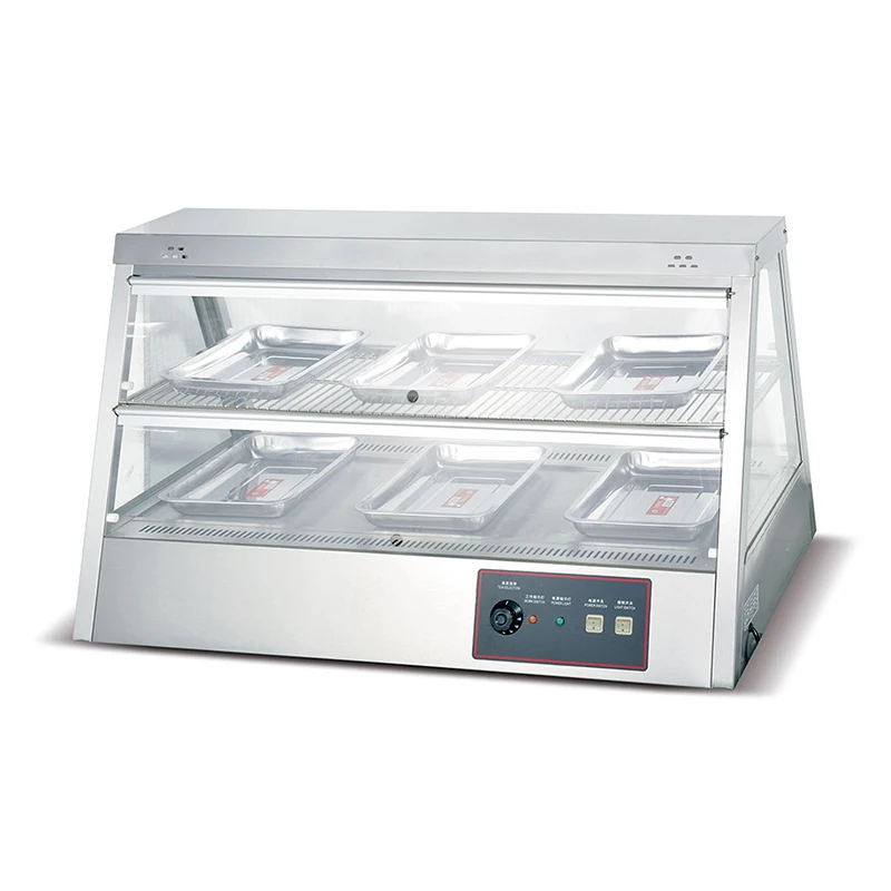 Factory Direct Sales 2 Layers Pie Counter Glass Restaurant Food Display Warmer for Fried Chicken