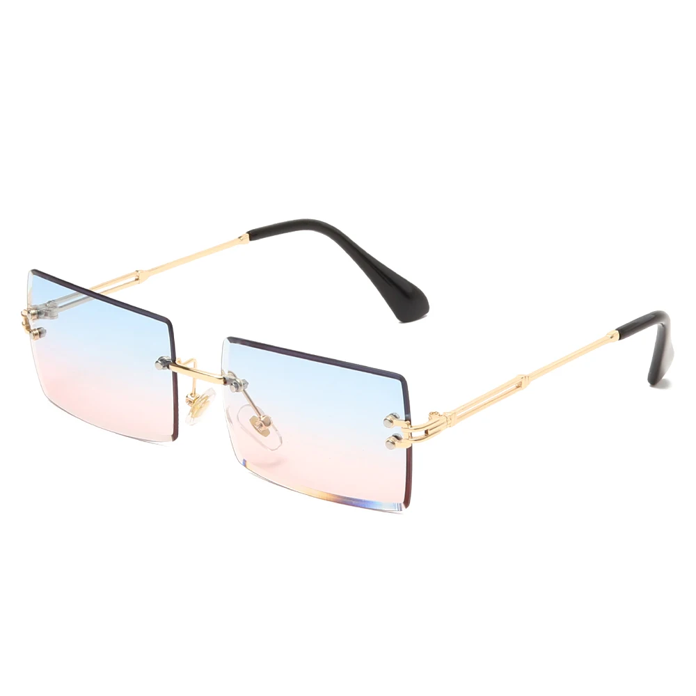 square crystal rimless popular small for female Diamond cut men women 2020 sunglasses