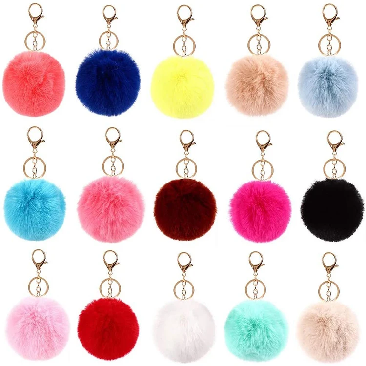 Оптовая продажа брелок с шариком из искусственного меха помпоном для сумок подвеска