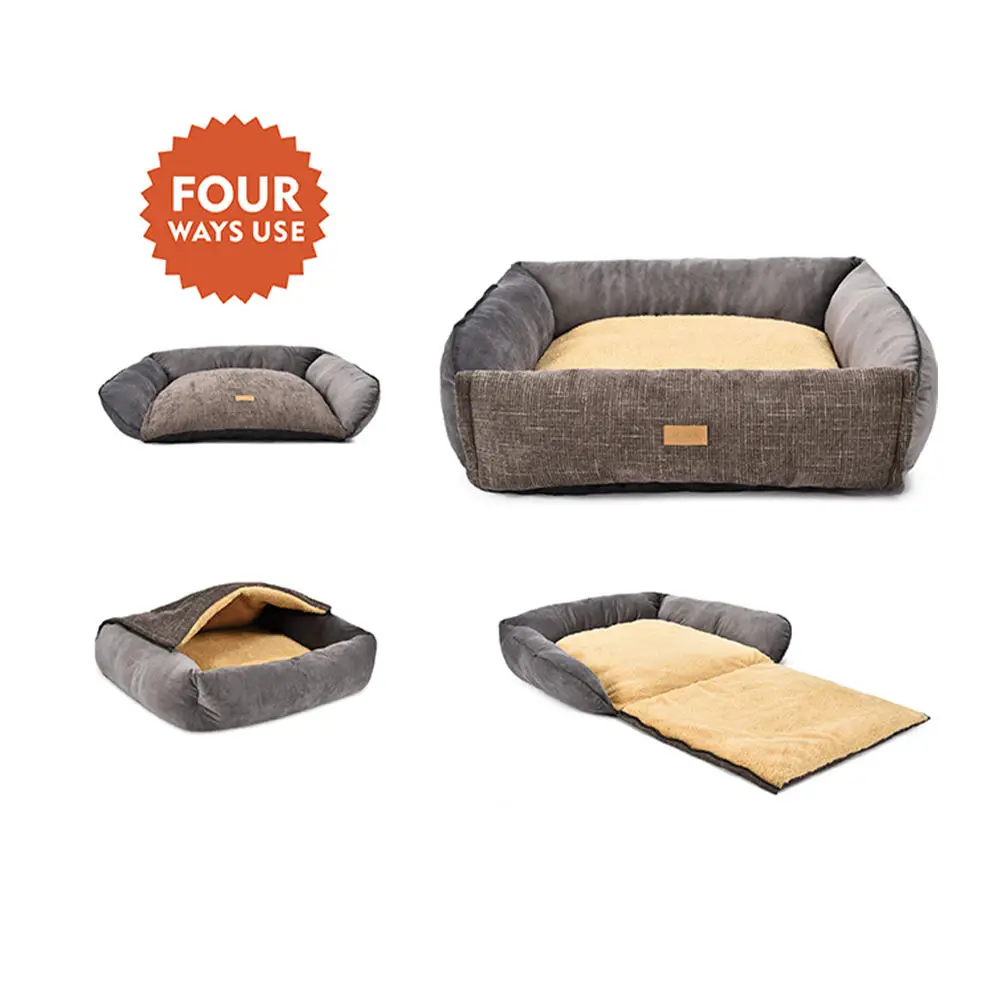 4 In 1 Dog Bed Custom Breathable Pet Sofa Beds Zipper Design Dog Bed with Hooded