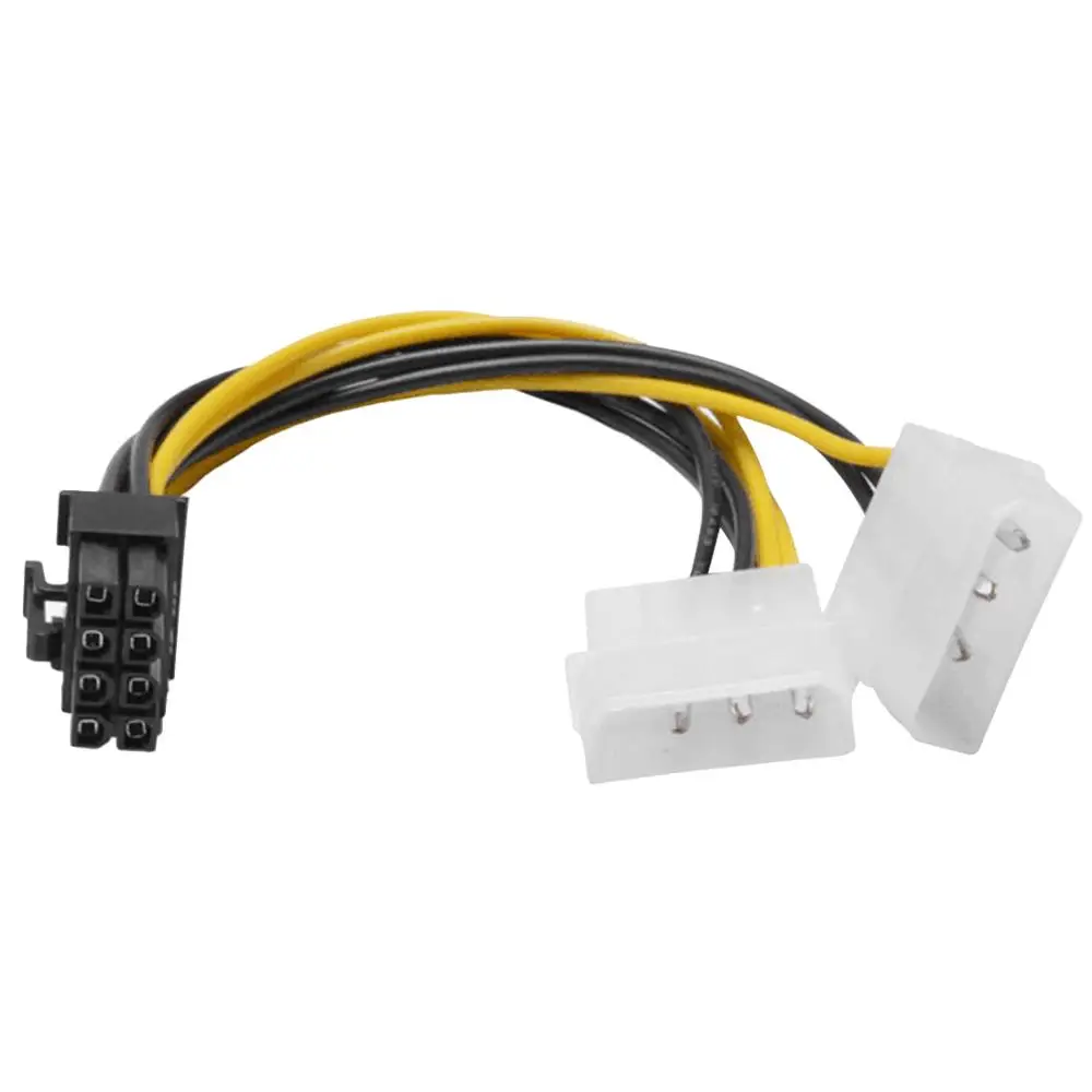 2x 4-Pin Molex LP4 To 8-Pin PCI Express Video Card ATX PSU Power Adapter Cable 