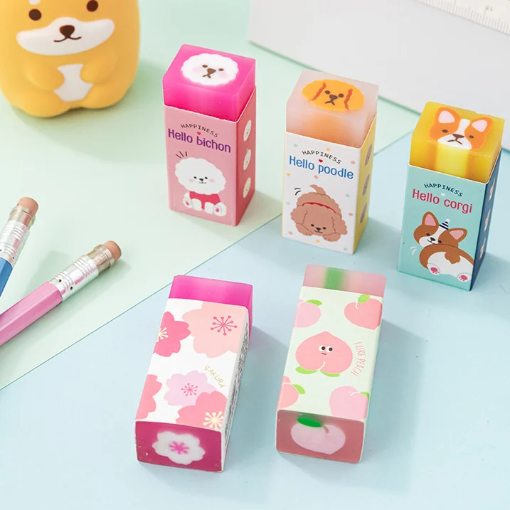 Cute Eraser Promotional Custom Pencil Eraser Cartoon Sliced Rubber