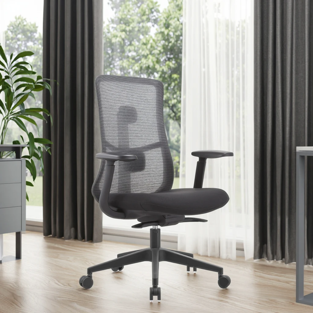 Business Support Modern PU Synchronized Tilt Ergonomic Office Chair Heavy Duty Steel Frame Triple Gas Lift Mesh Design 2