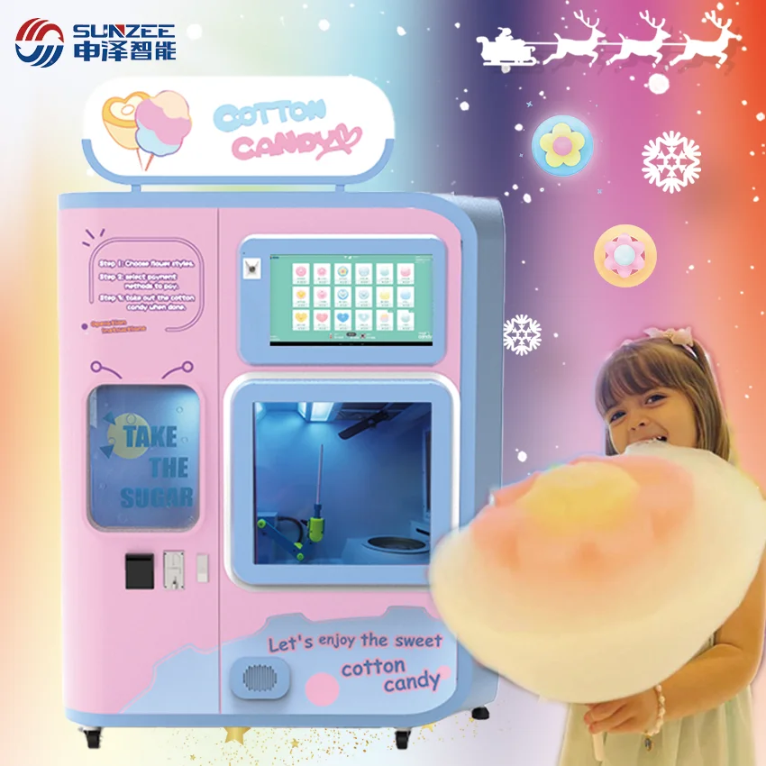 Negosyo stalls unmanned self-service na nagbebenta ng magarbong cotton candy machine automatic cotton candy machine