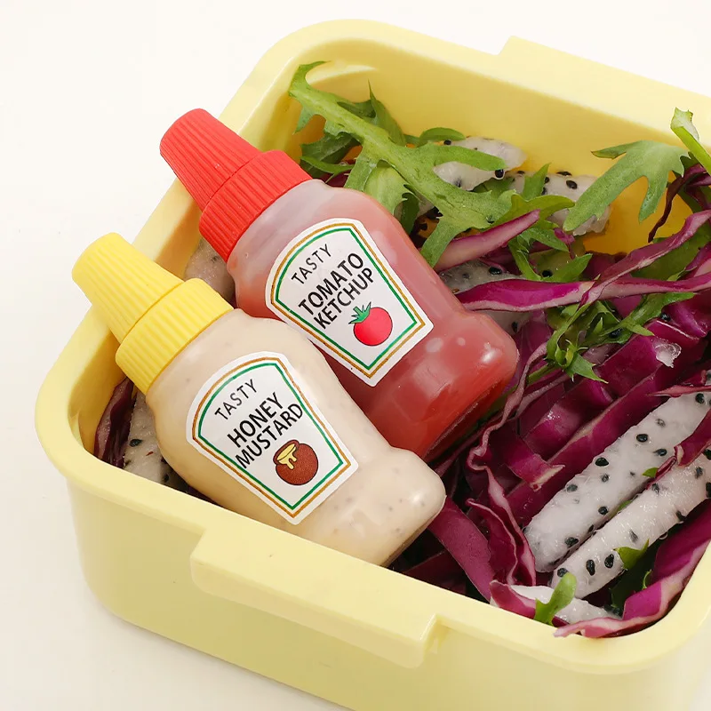 3/2pcs/set Mini Tomato Ketchup Bottle Portable Small Sauce Container Salad  Dressing Container Pantry Containers For Bento Box