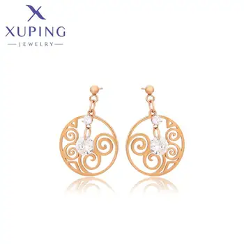 80916 XUPING Jewelry Stainless Steel Earrings Women Circle Shape Rose Gold Plated Fashion Jewelry Earrings