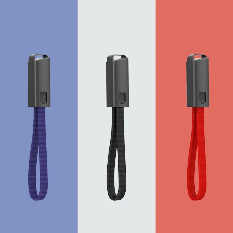 Factory Newest 2 in 1 Keychain USB Cable 22cm Length Necklace Line Used to Carry Working Cards Lanyard Keychain Charging Cable