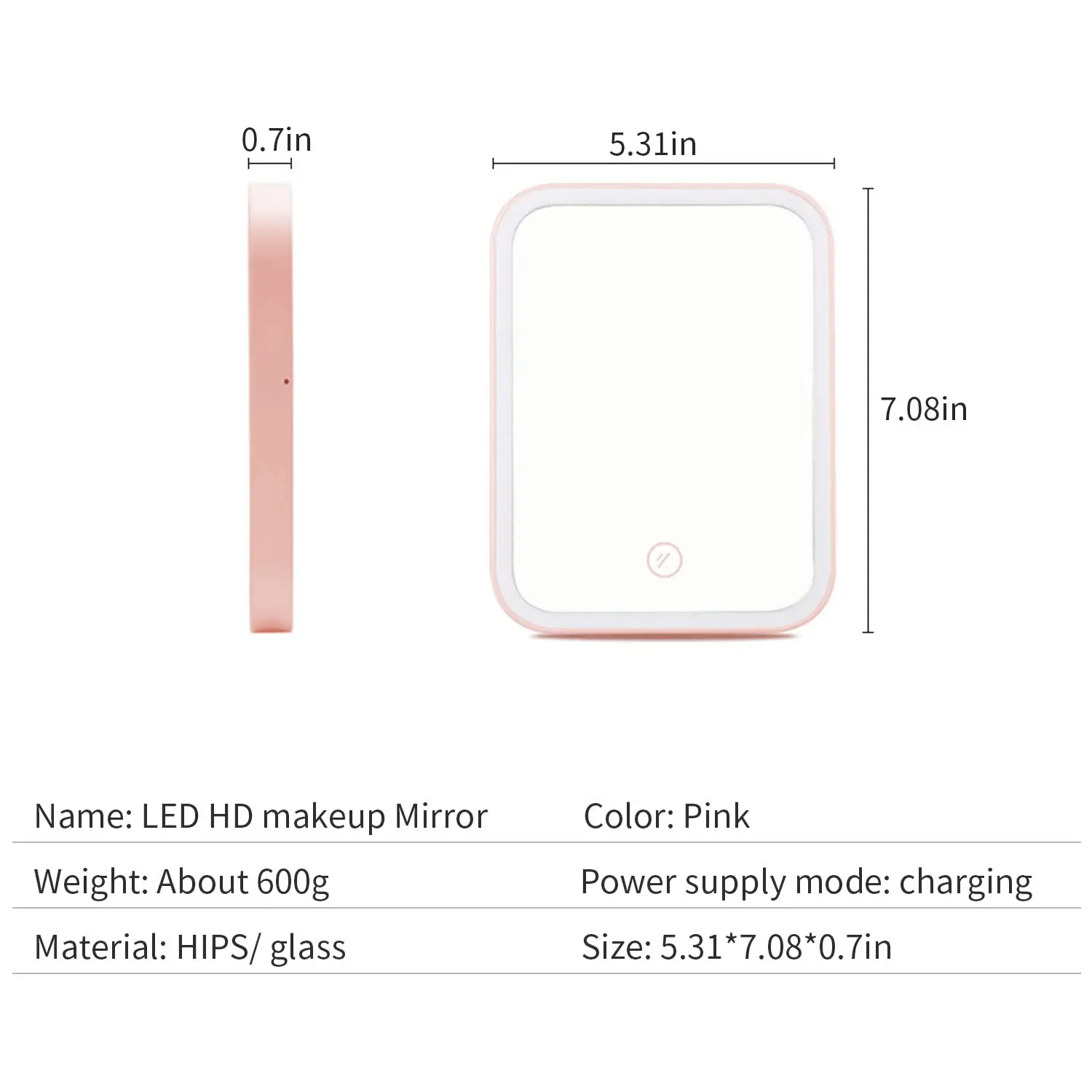 Pink Led Makeup Mirror With Lights Portable Travel Vanity Mirror